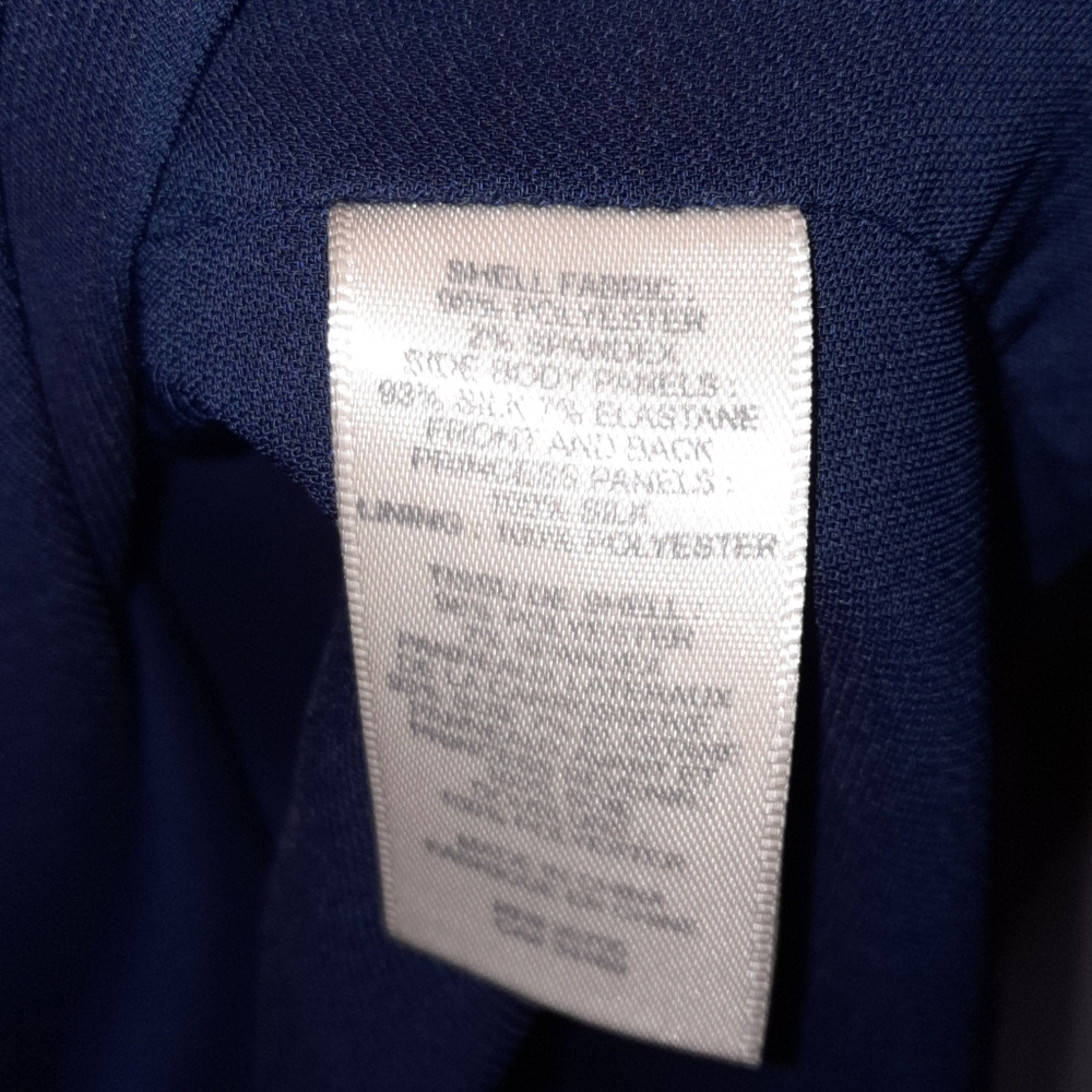 REBECCA TAYLOR Colorblock Shift Dress Rolled Cap Sleeves Navy Black Lavender 6 M - Picture 10 of 13